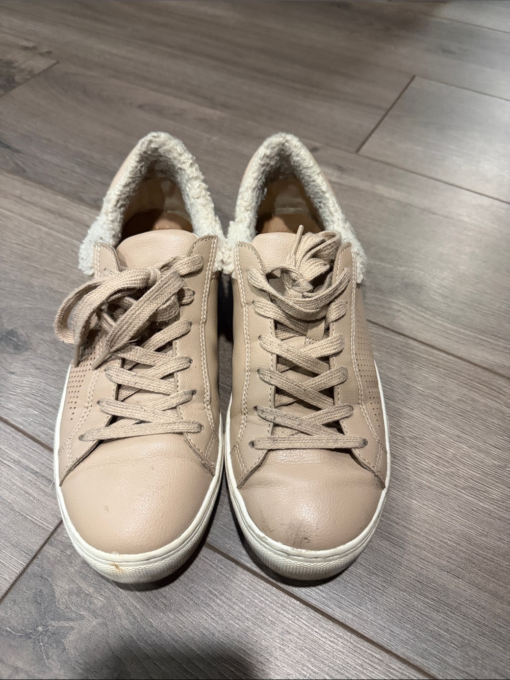 Universal Thread Women's Lace-Up Faux-Shearling Sneakers - Taupe
